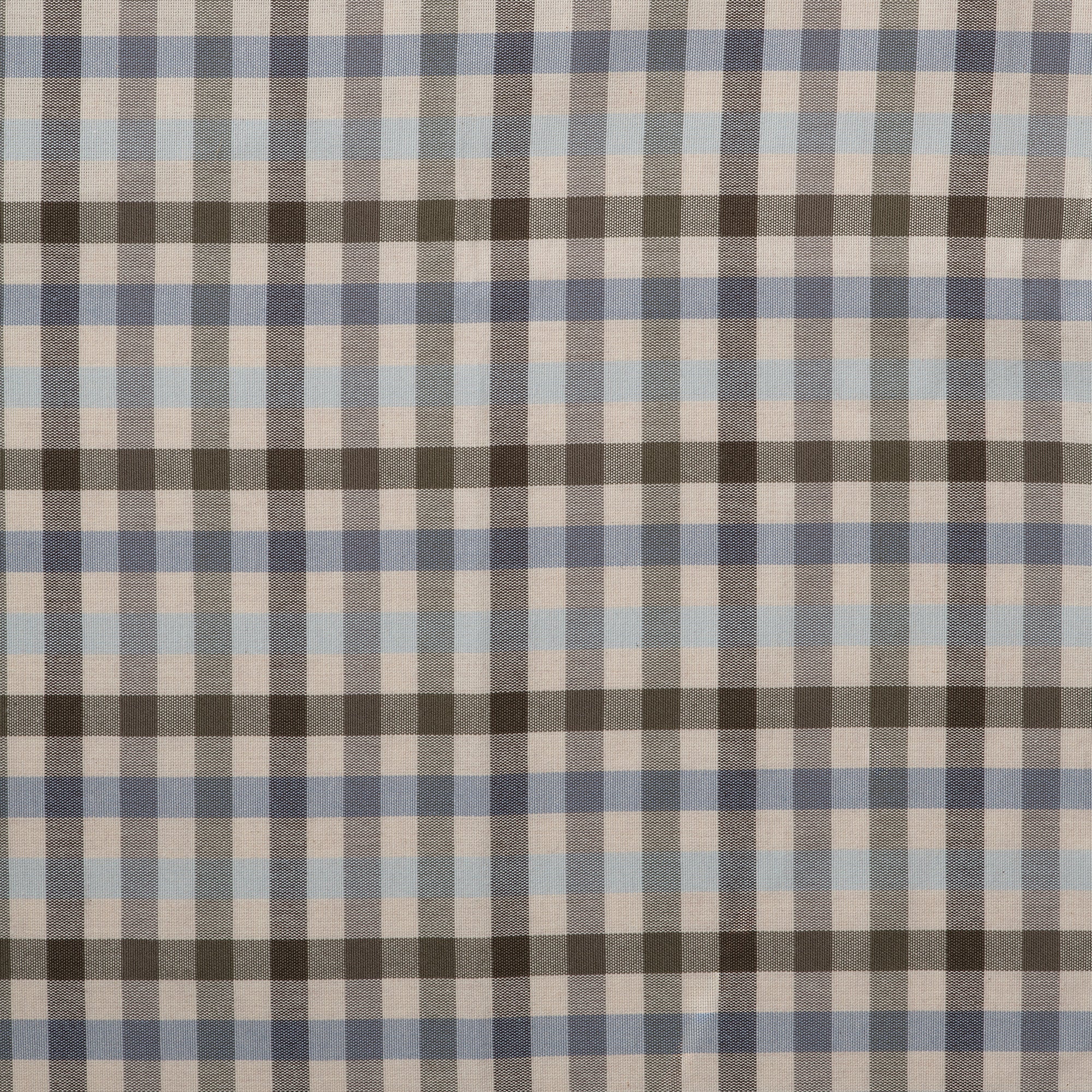Dresser Check Organic Cotton Fabric Mid Blue Sample