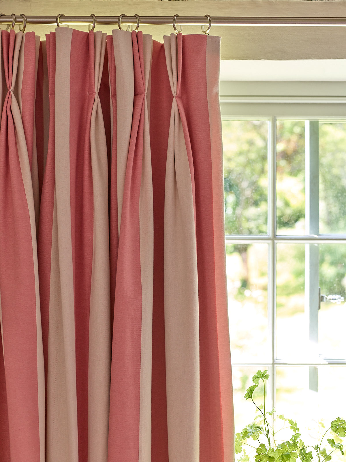 Curtain Sleeper Stripe Cotton Rose