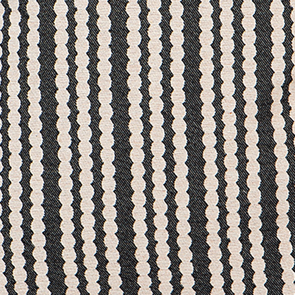 Curtain Scallop Stripe Wool Black