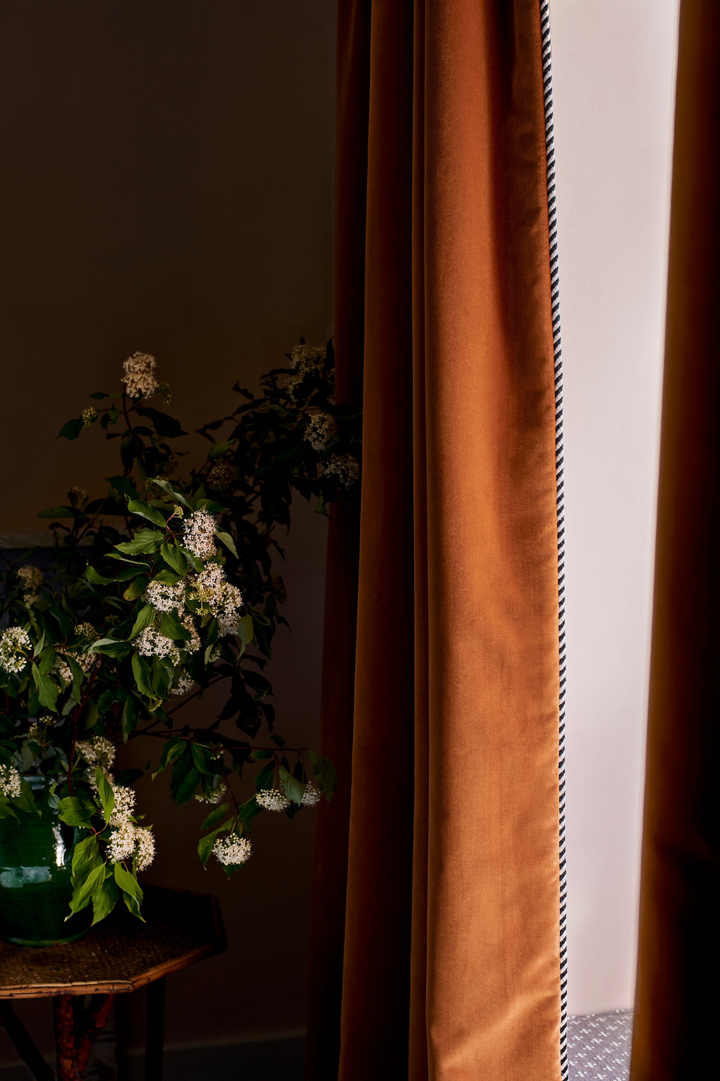 Velvet Caramel Curtains (Pair) with Double Pinch Pleat Header (Ex Shoot Piece)