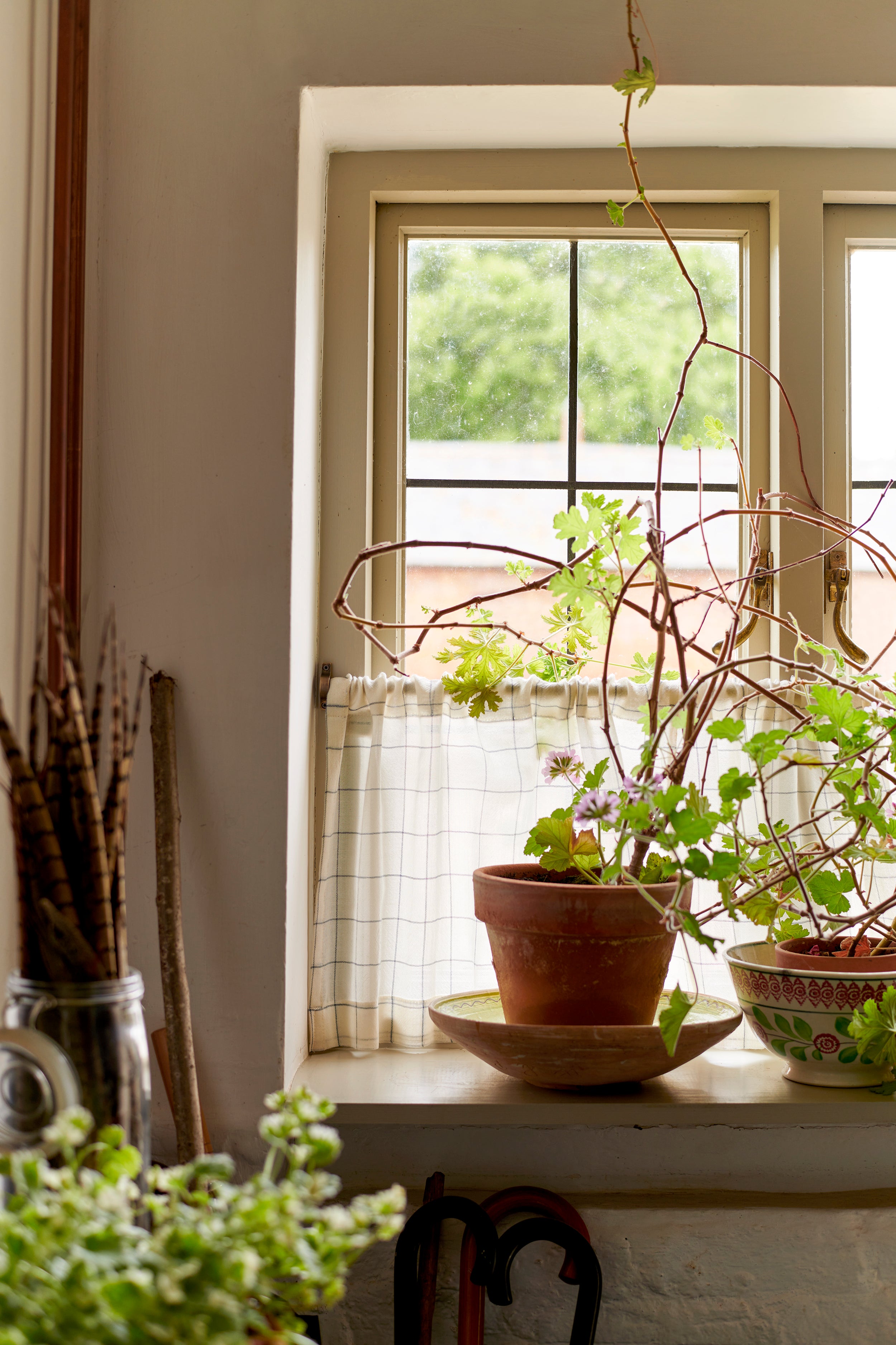 Sheer Check Denim Cafe Curtain (Single) (Ex Shoot Piece)