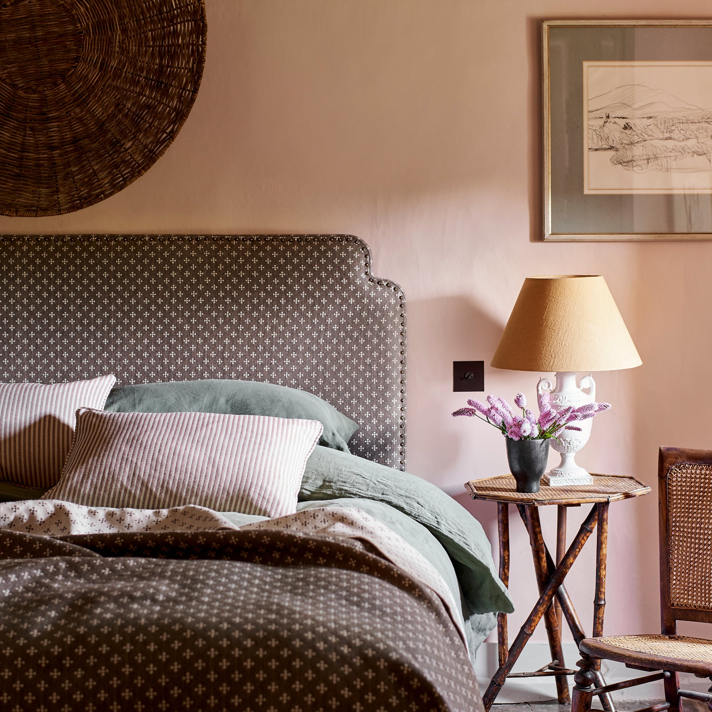 Harbour Stripe Cotton Blush Cushion 60cm x 40cm