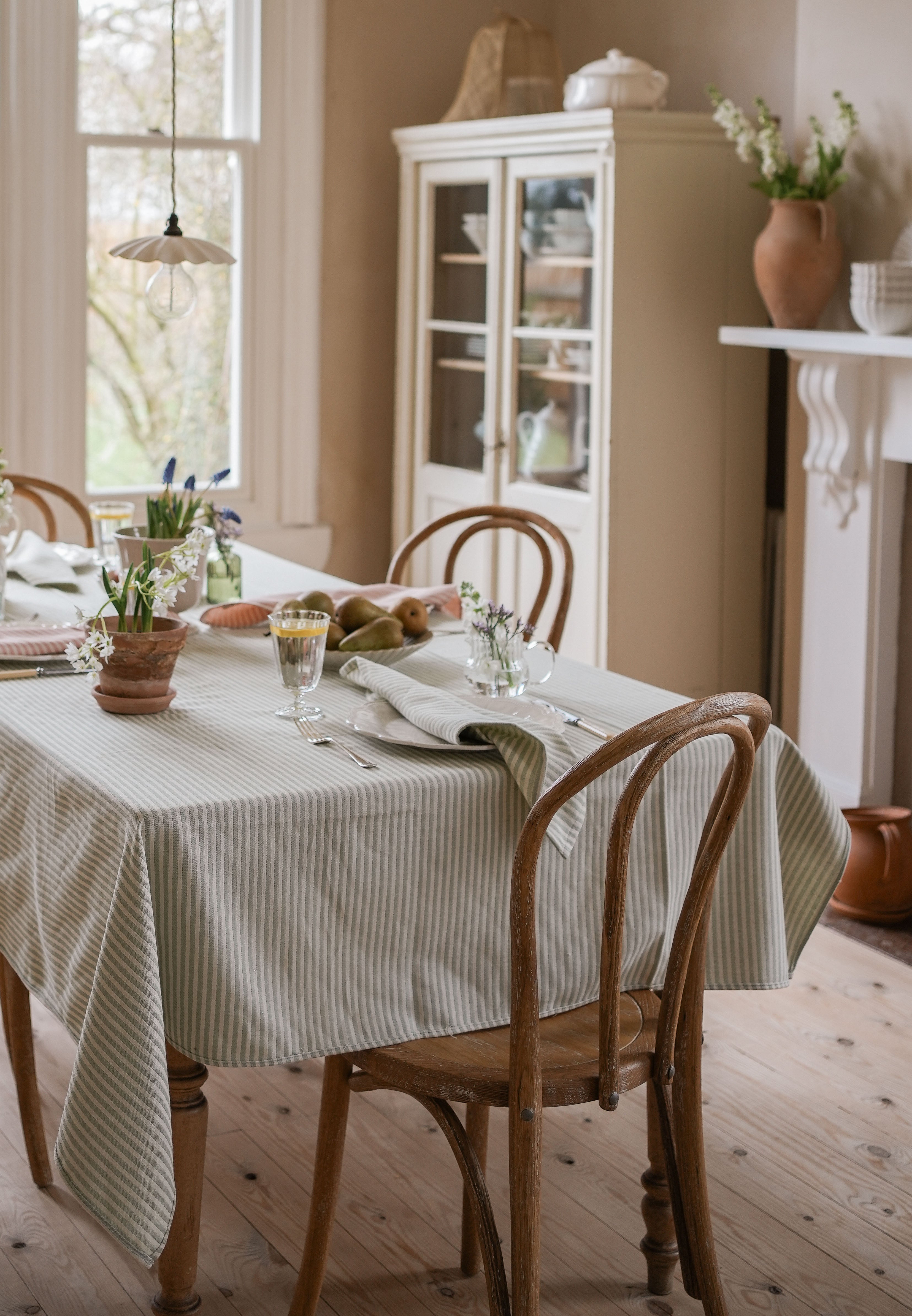 Harbour Stripe Large Tablecloth Olive