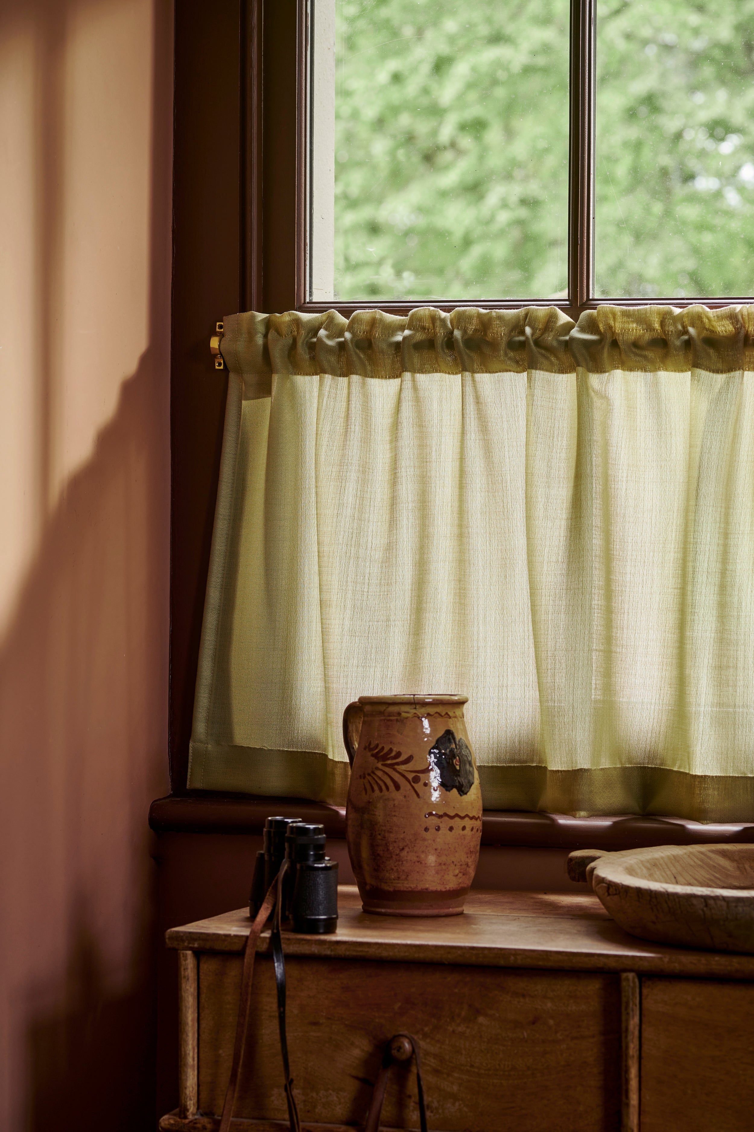 NEW Plain Sheer Wool Fabric Fennel Sample