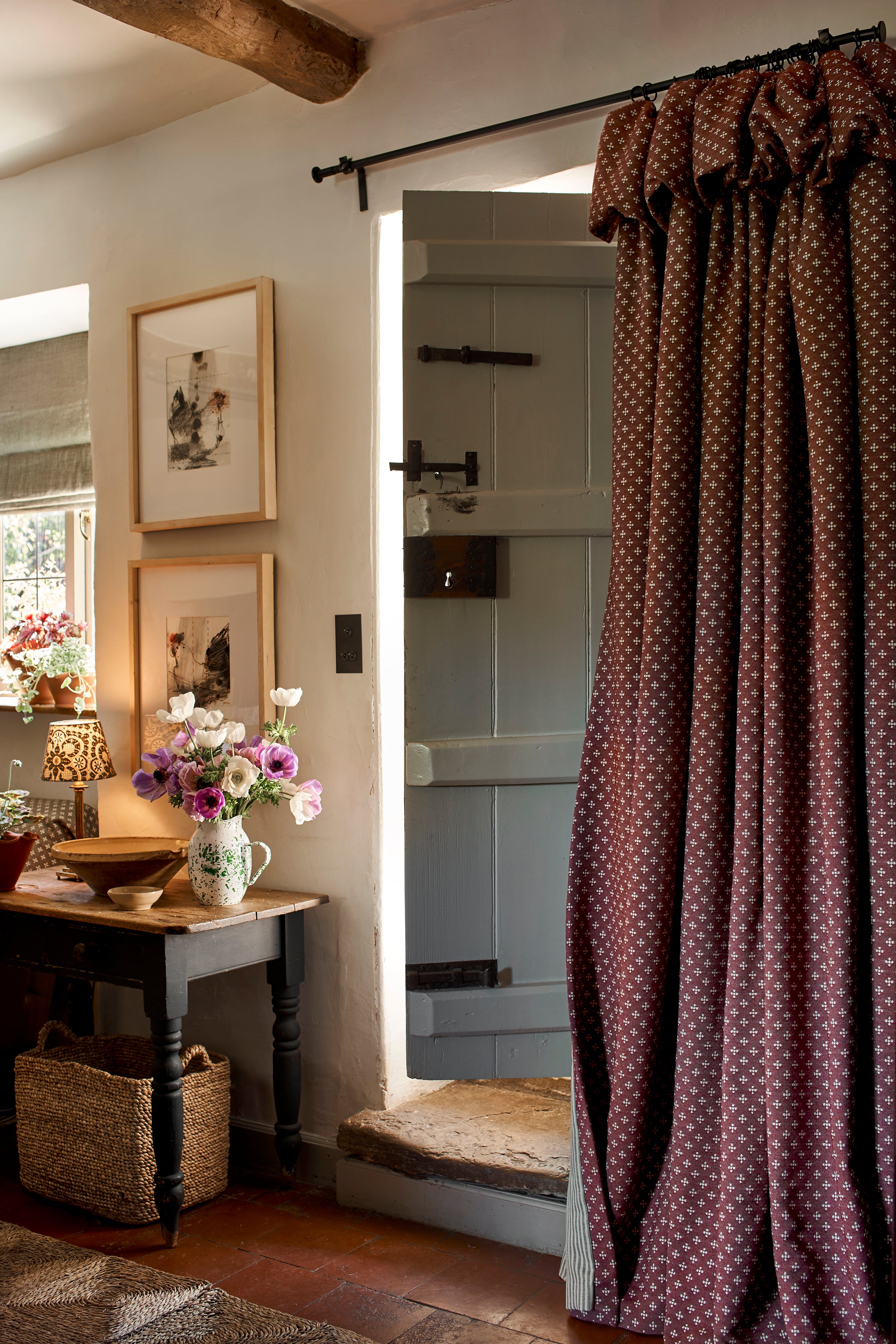 NEW Ditsy Five Merino Wool Fabric Redwood Sample