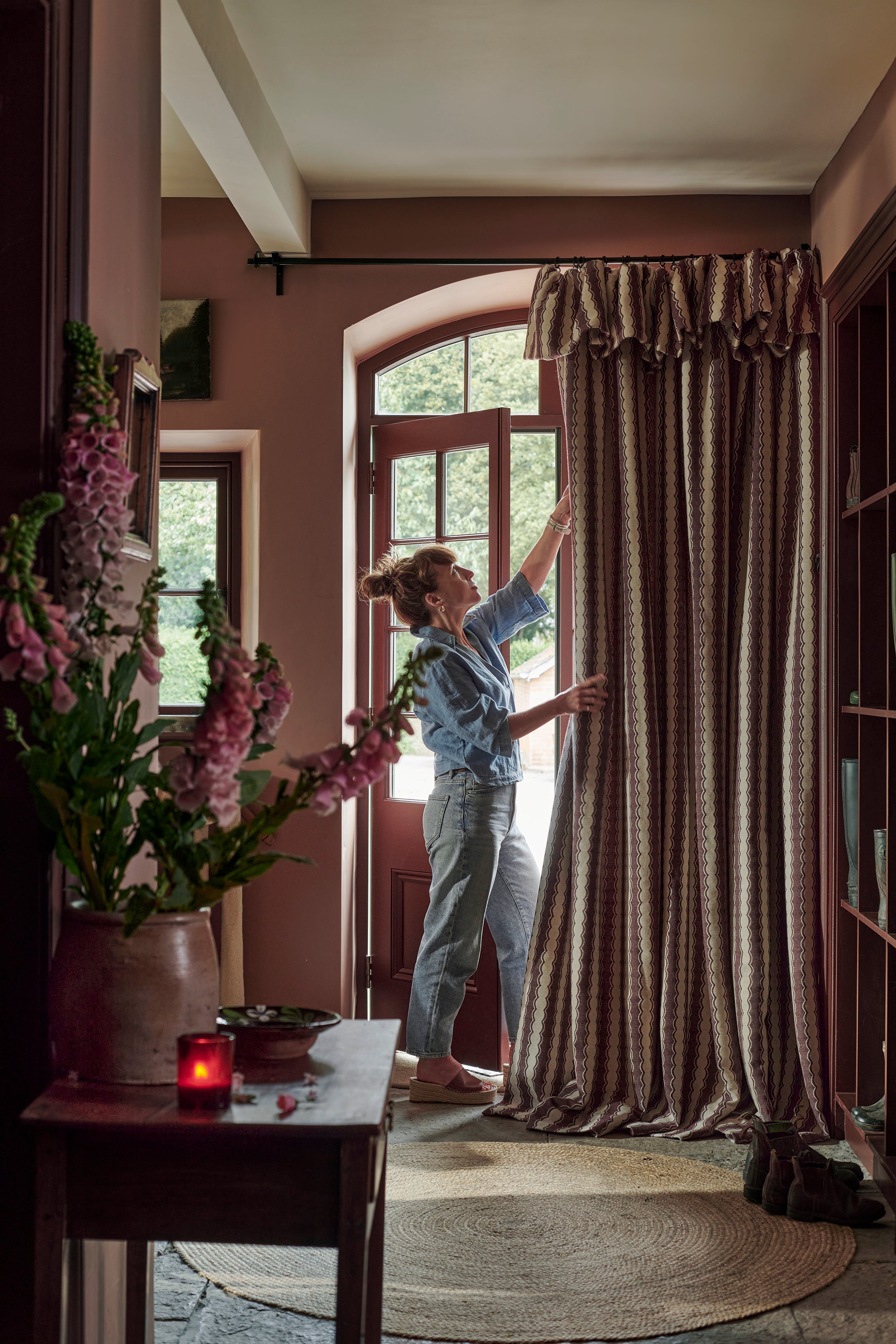 NEW Curtain Cinched Stripe Wool Acer
