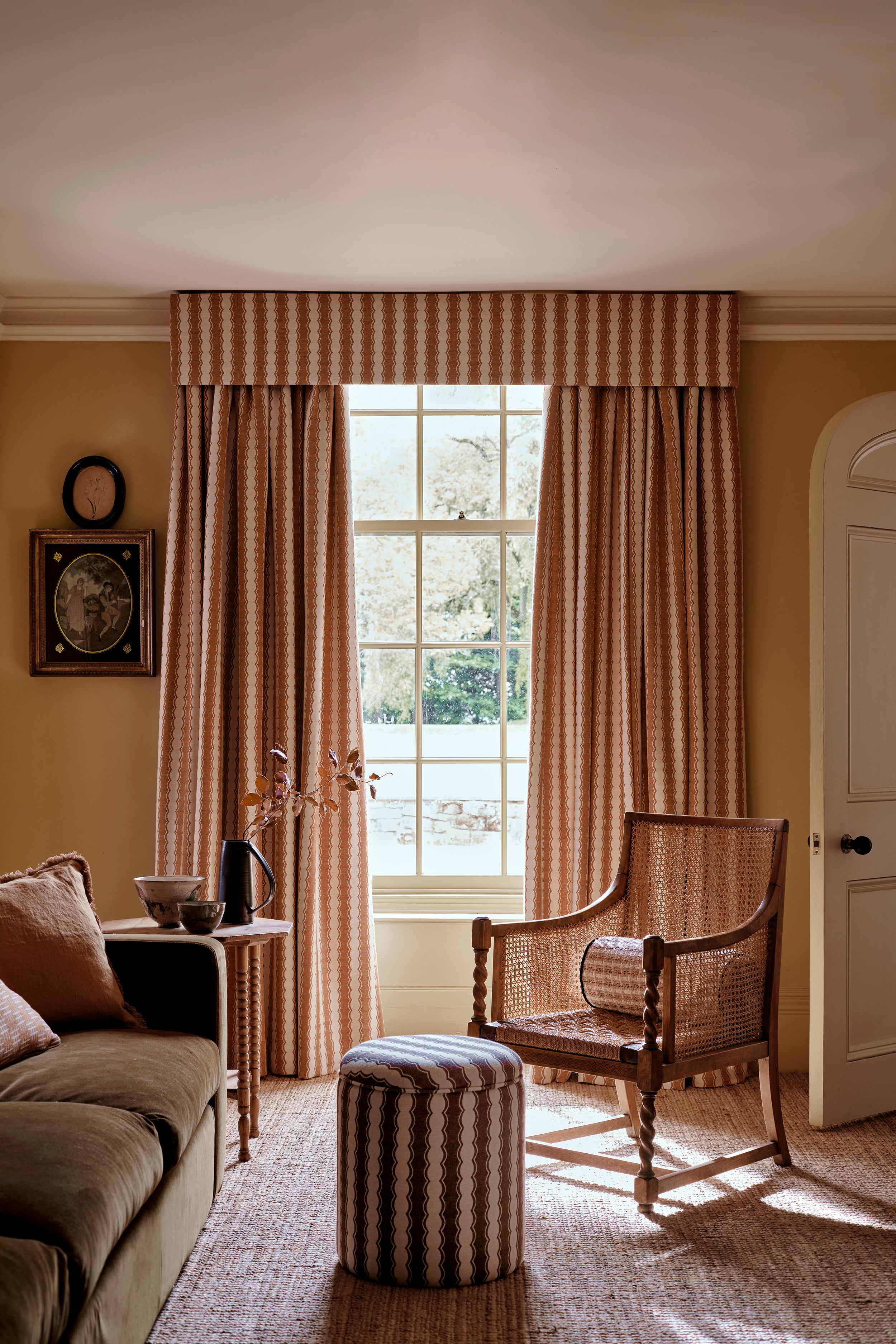 NEW Cinched Stripe Wool Fabric Caramel