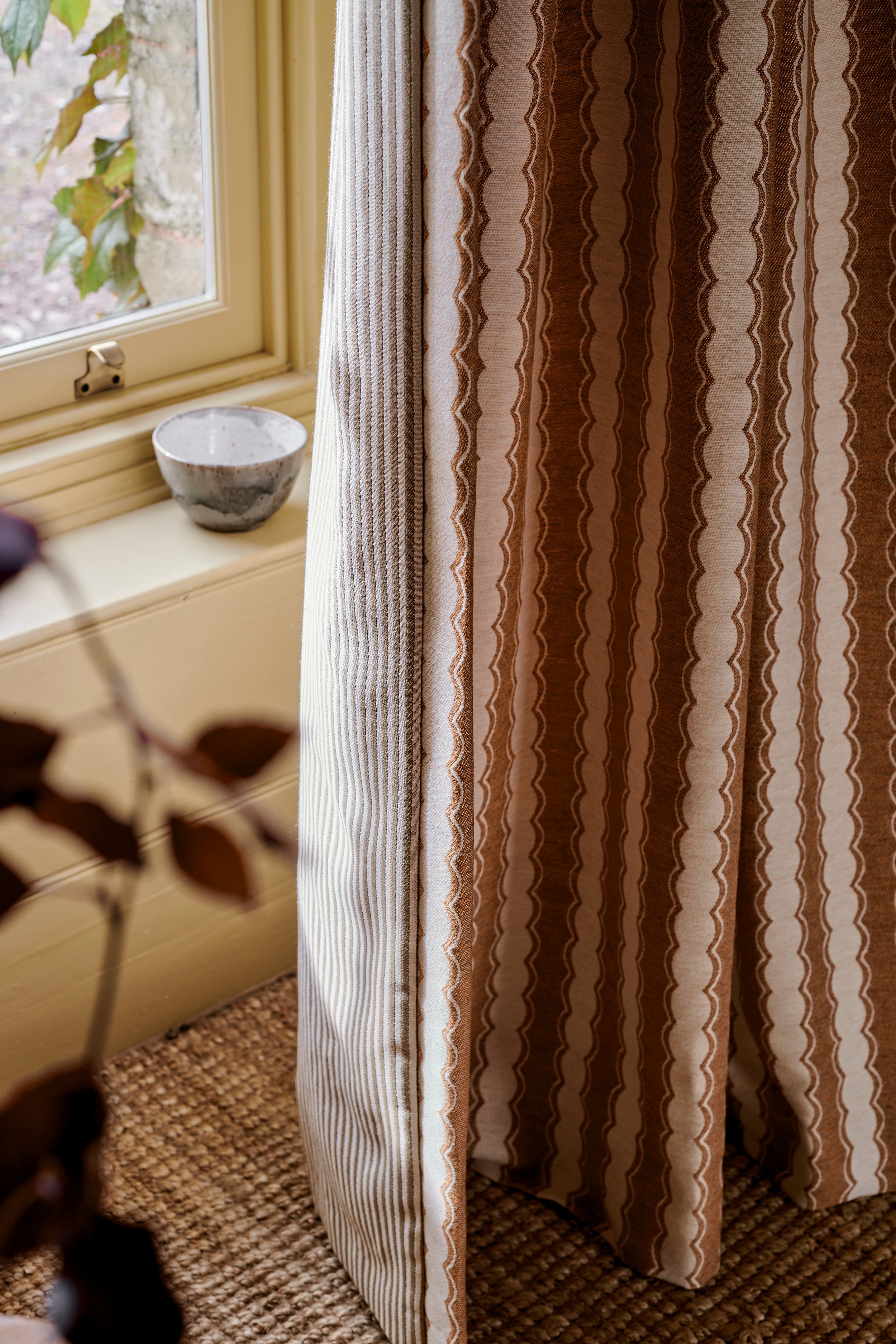 NEW Cinched Stripe Wool Fabric Caramel