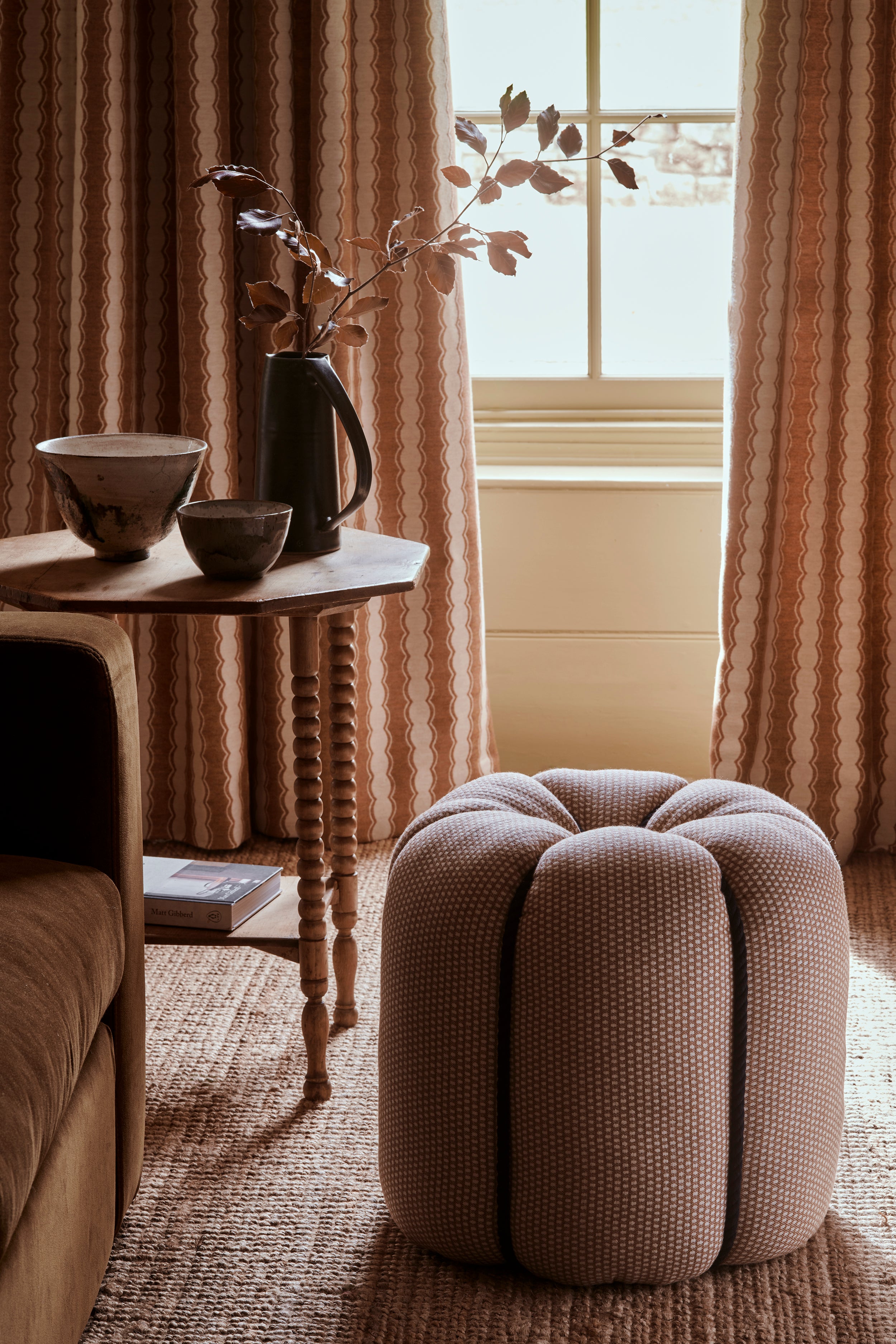 NEW Cinched Stripe Wool Fabric Caramel