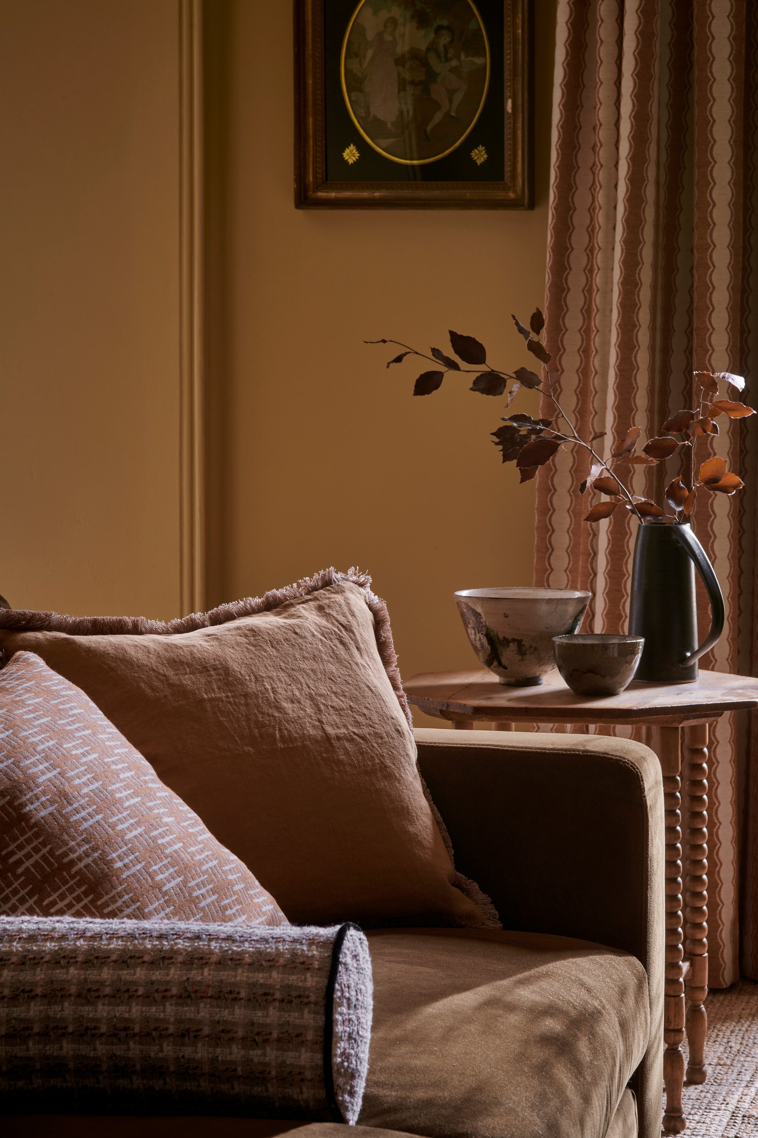 NEW Cinched Stripe Wool Fabric Caramel