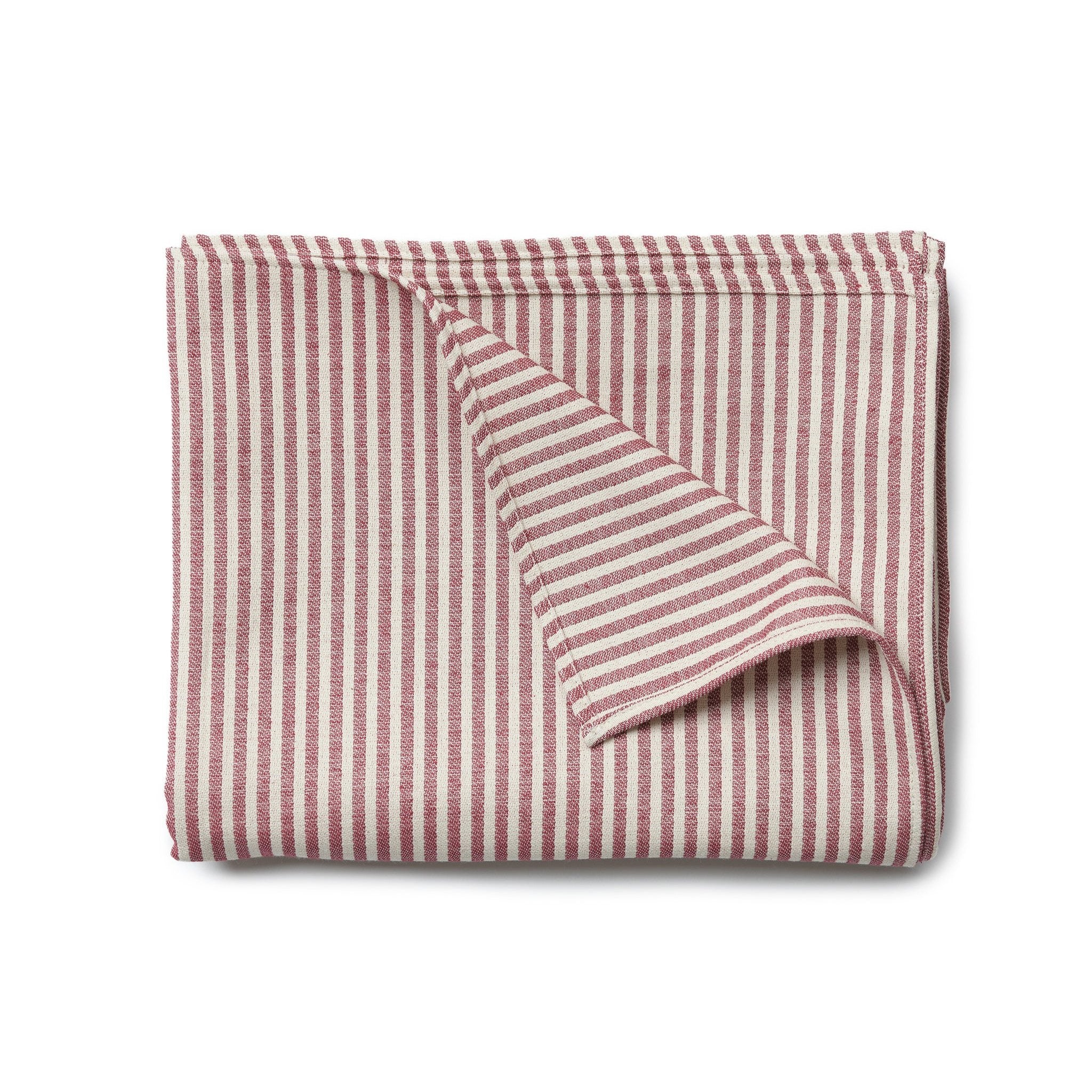 Harbour Stripe Cotton Medium Tablecloth - Claret