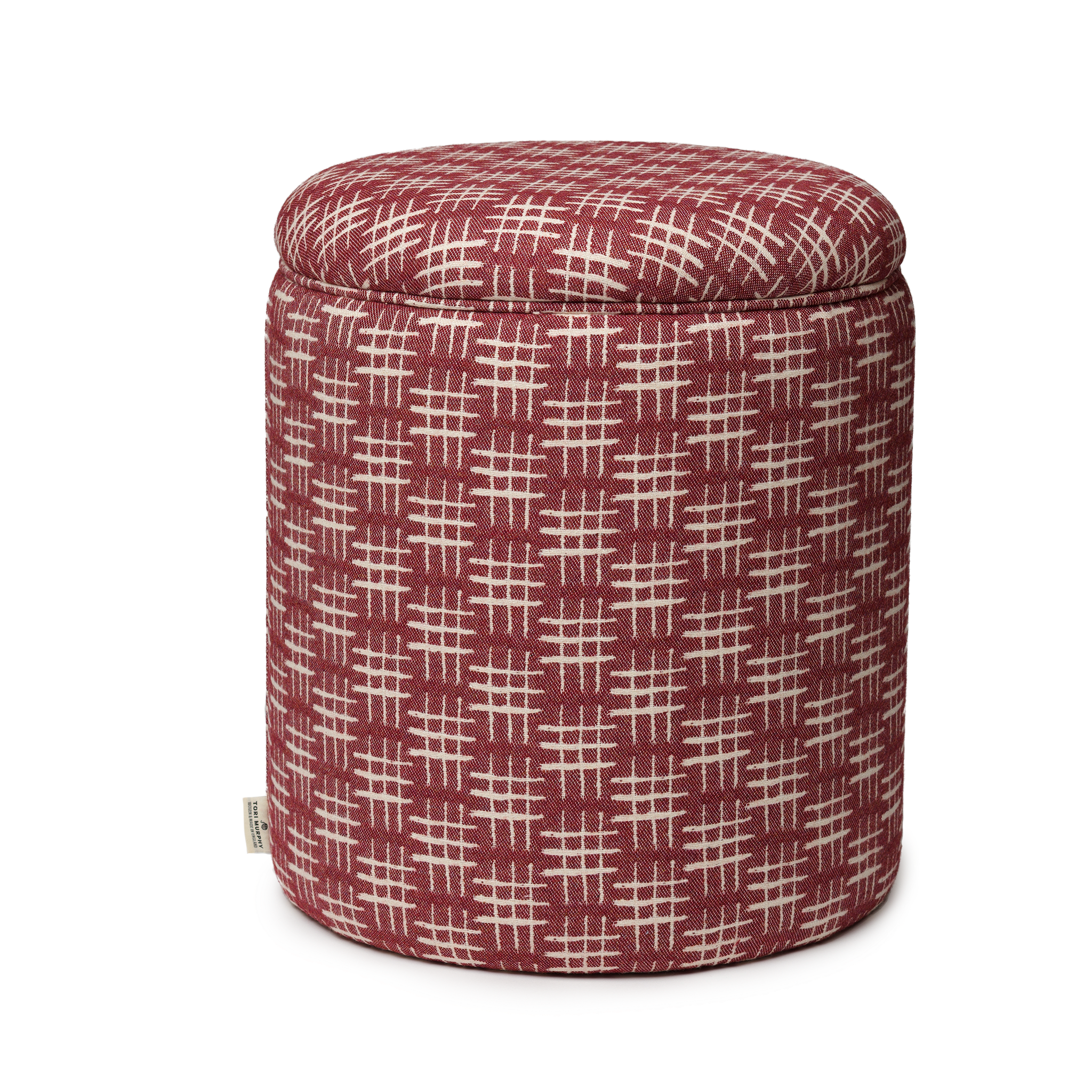 NEW Footstool Hat Trick Check Wool Redwood