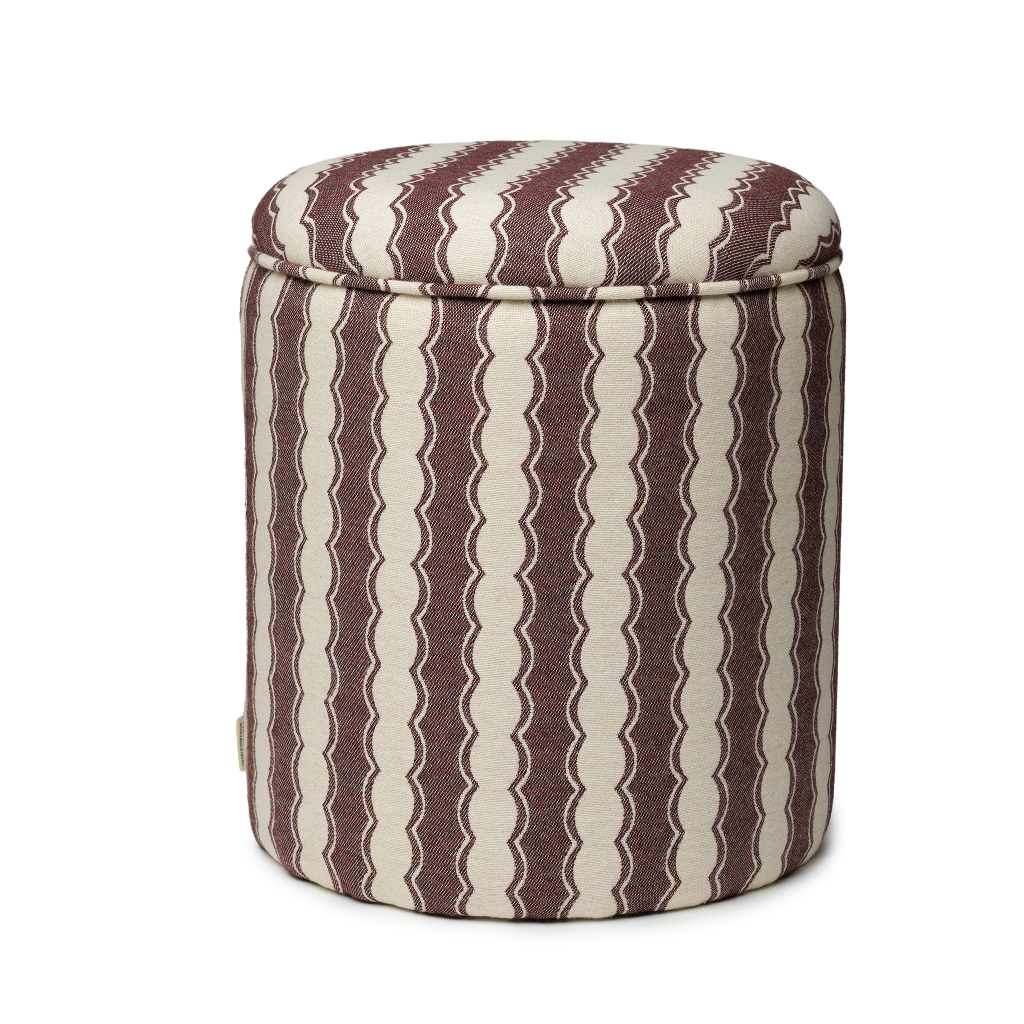 NEW Footstool Cinched Stripe Wool Acer (Self Piped)