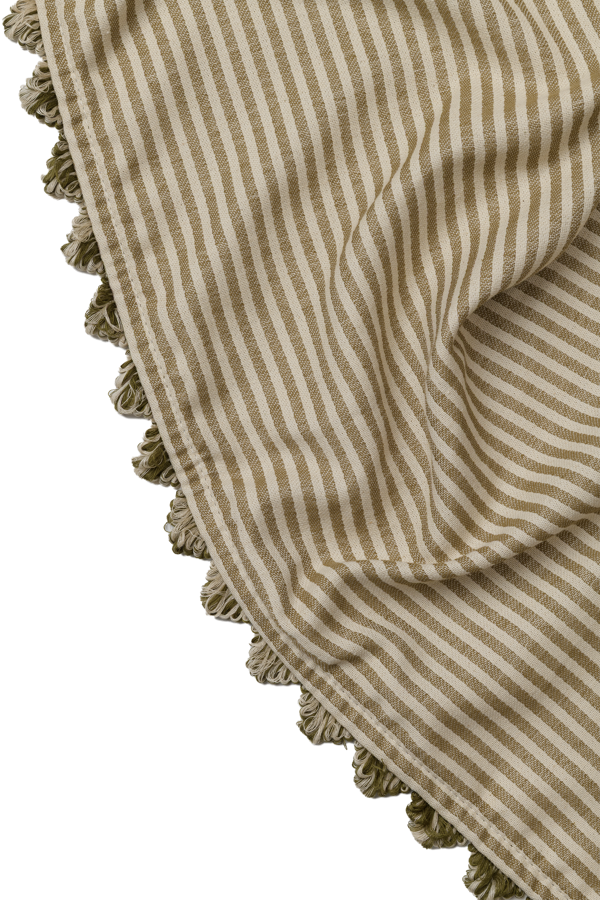 NEW Harbour Stripe Cotton Sage Double Bed Canopy with Scallop Fringe Trim Sage