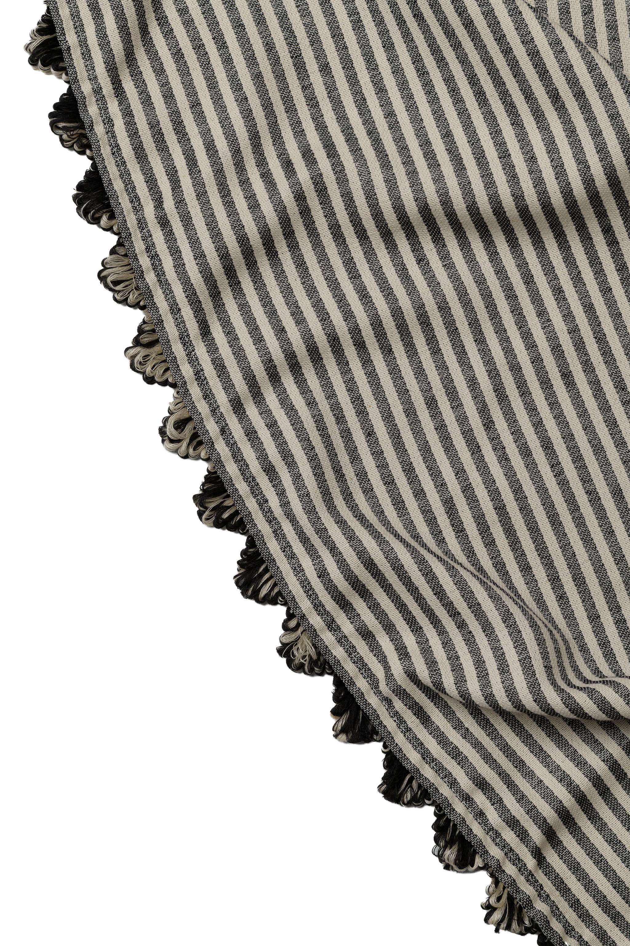 NEW Harbour Stripe Cotton Black Double Bed Canopy with Scallop Fringe Trim Black