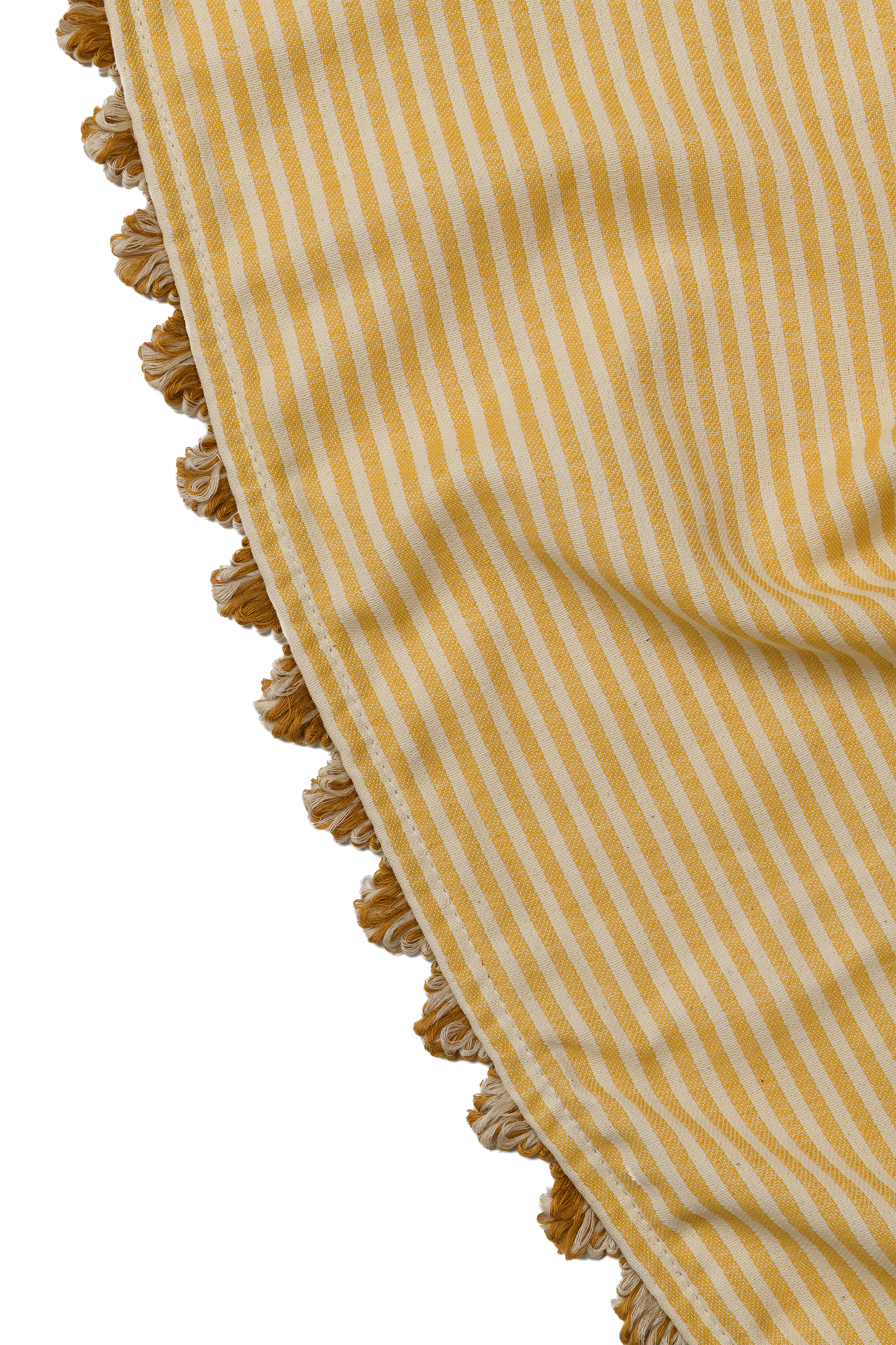 NEW Harbour Stripe Cotton Mustard Double Bed Canopy with Scallop Fringe Trim Caramel