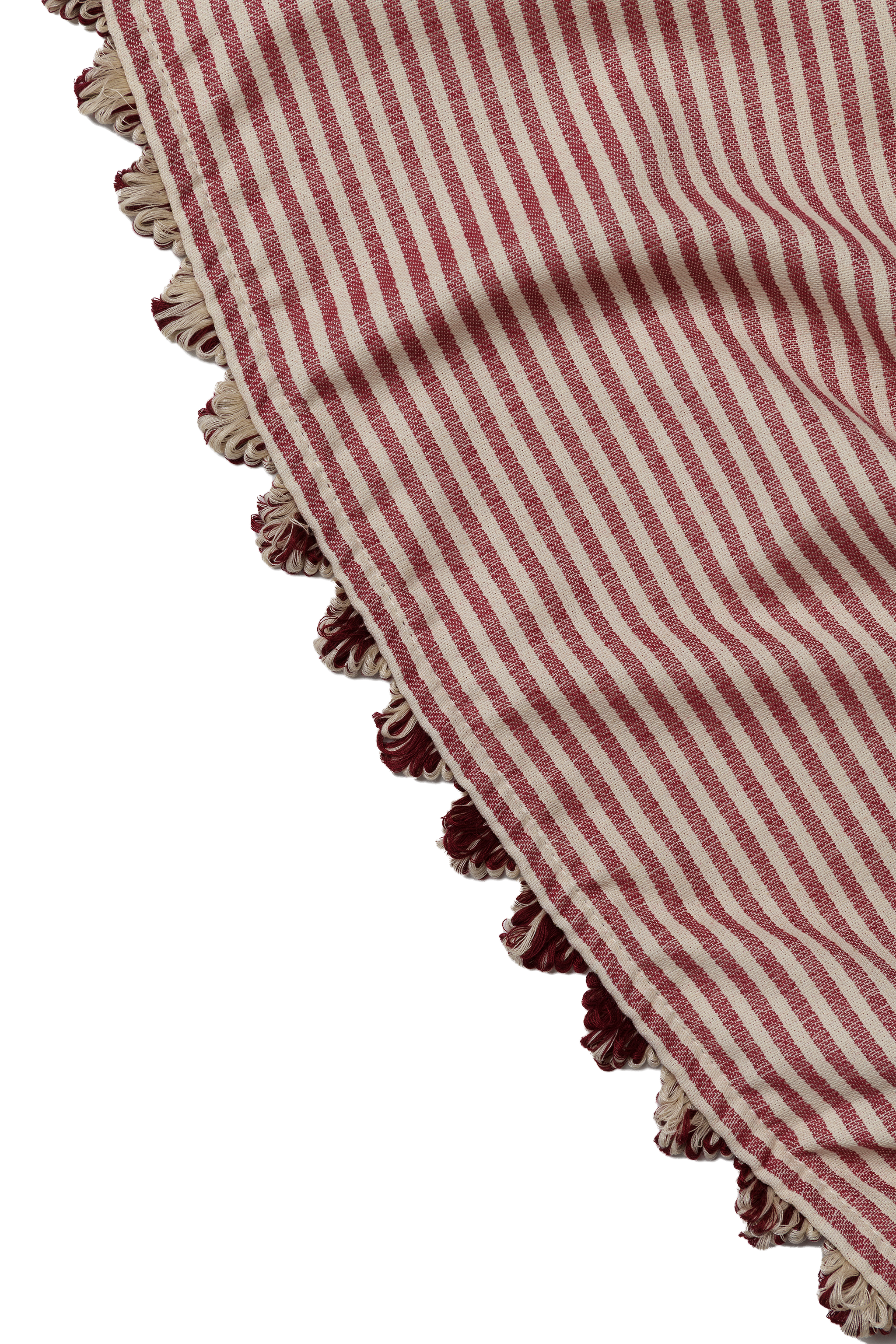 NEW Harbour Stripe Cotton Claret Double Bed Canopy with Scallop Fringe Trim Claret