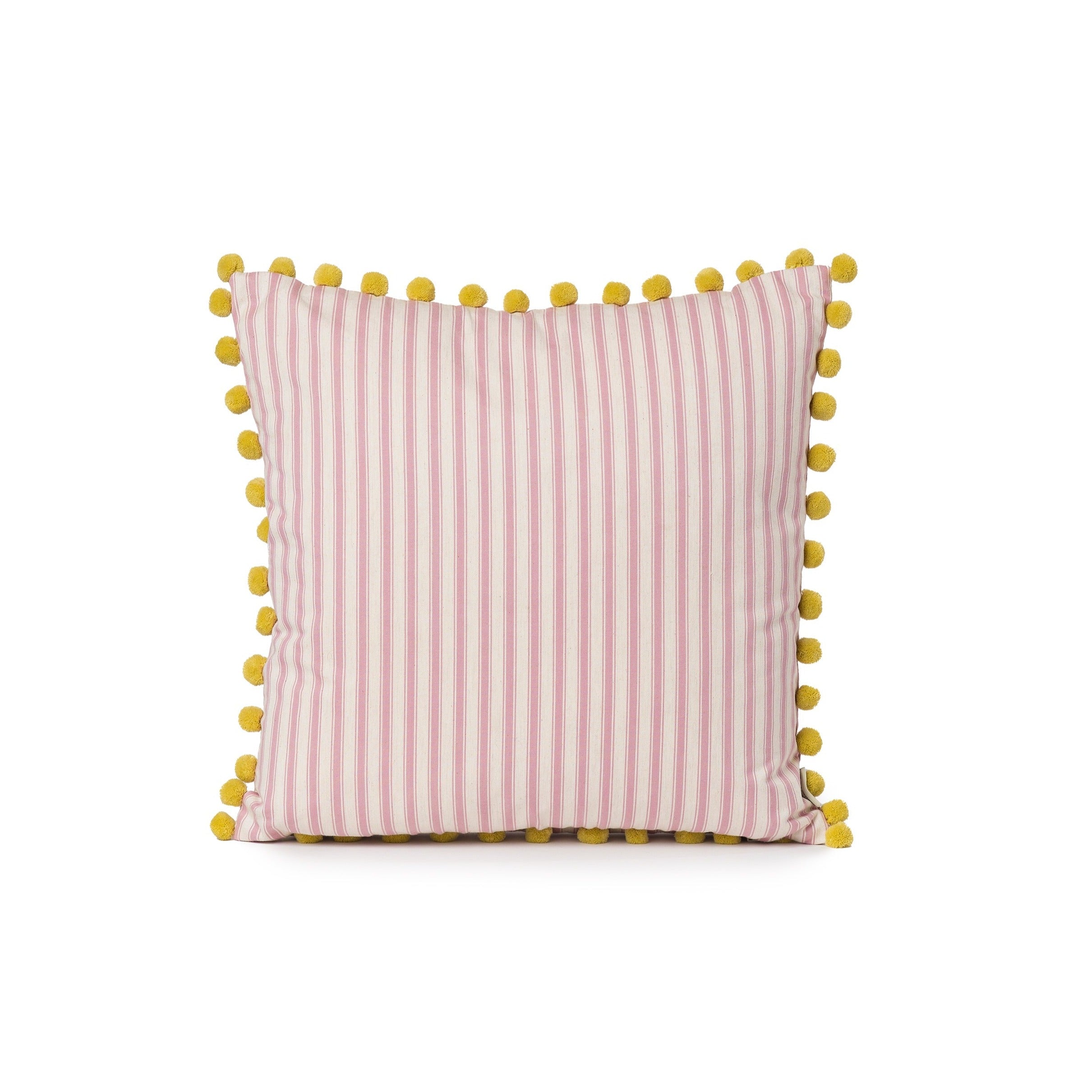 Tick Pom Pom Cushion Dusky Pink / Lemon