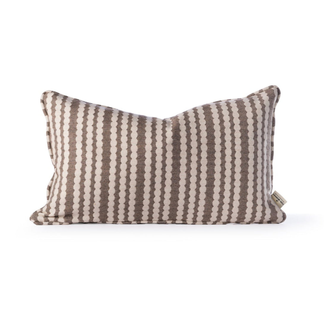 NEW Scallop Stripe Wool Mouse Piped Cushion 50cmx30cm