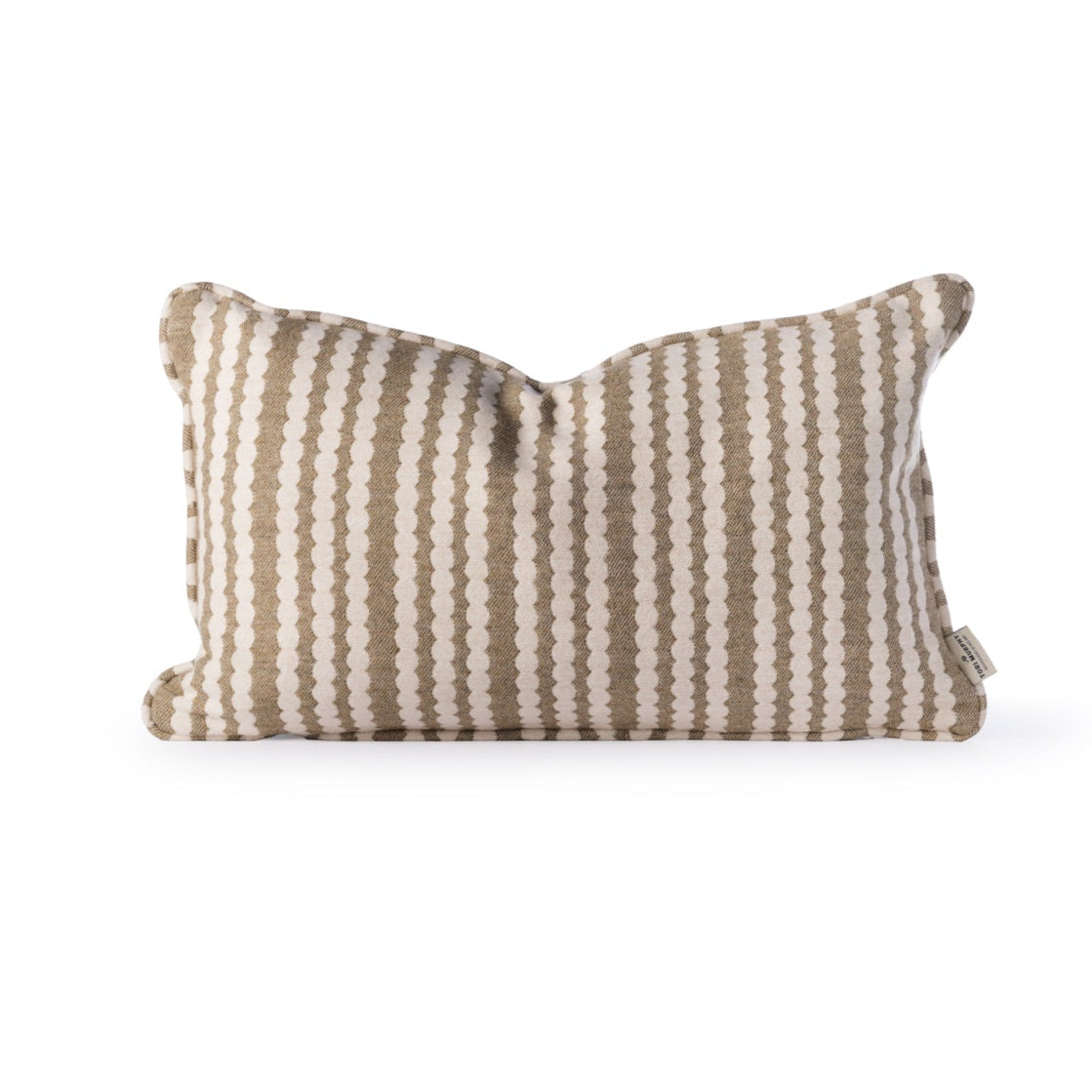 NEW Scallop Stripe Wool Sage Piped Cushion 50cmx30cm