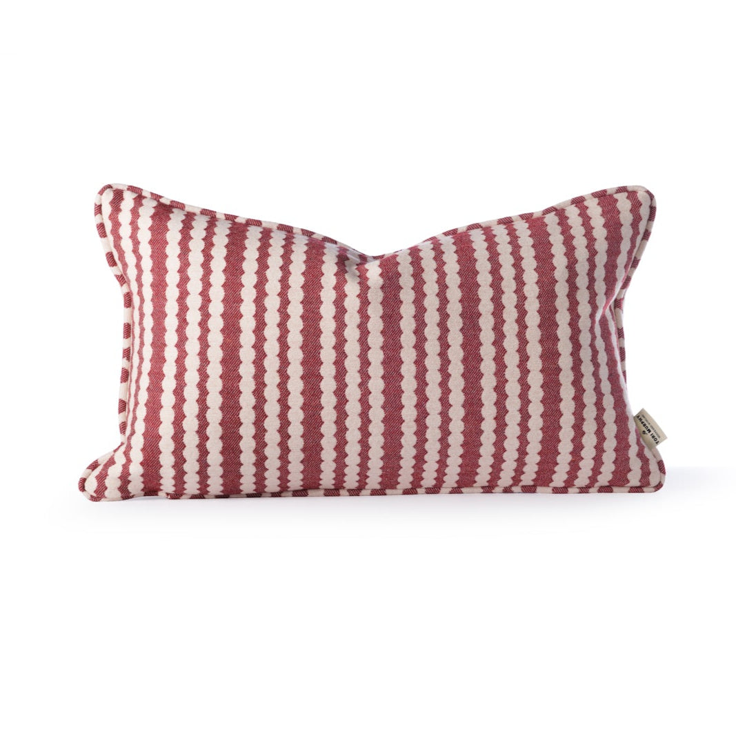 NEW Scallop Stripe Wool Redwood Piped Cushion 50cmx30cm