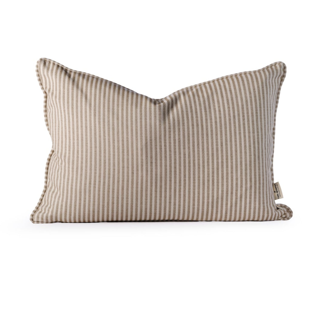 NEW Harbour Stripe Cotton Piped Cushion Chestnut 60cmx40cm