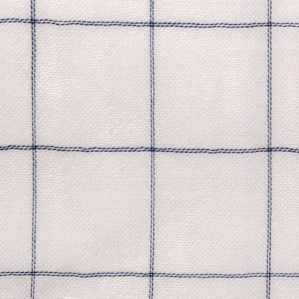 Sheer Check Wool Denim Cafe Curtain (Single) (Ex Shoot Piece)