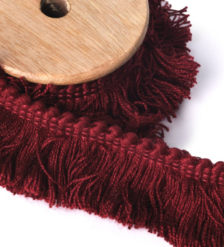 Fringe Trim Claret (by the metre)