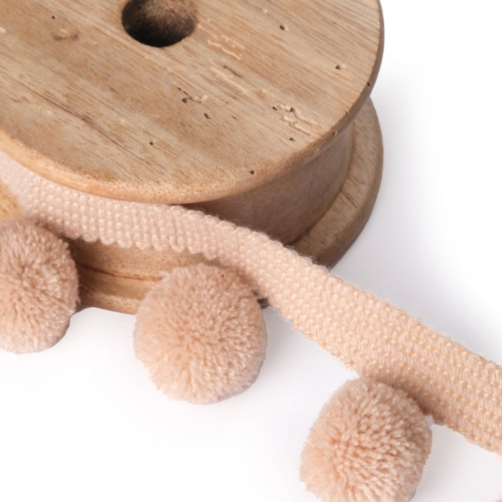 NEW Pom Pom Trim Blush (by the metre)