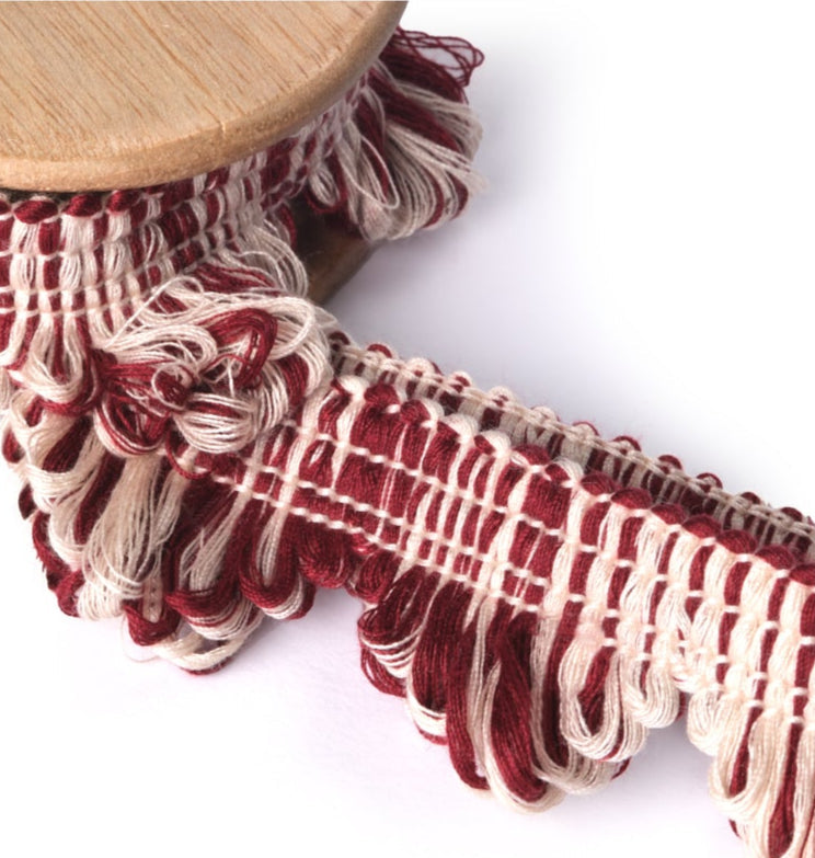 Scallop Fringe Trim Claret (by the metre)