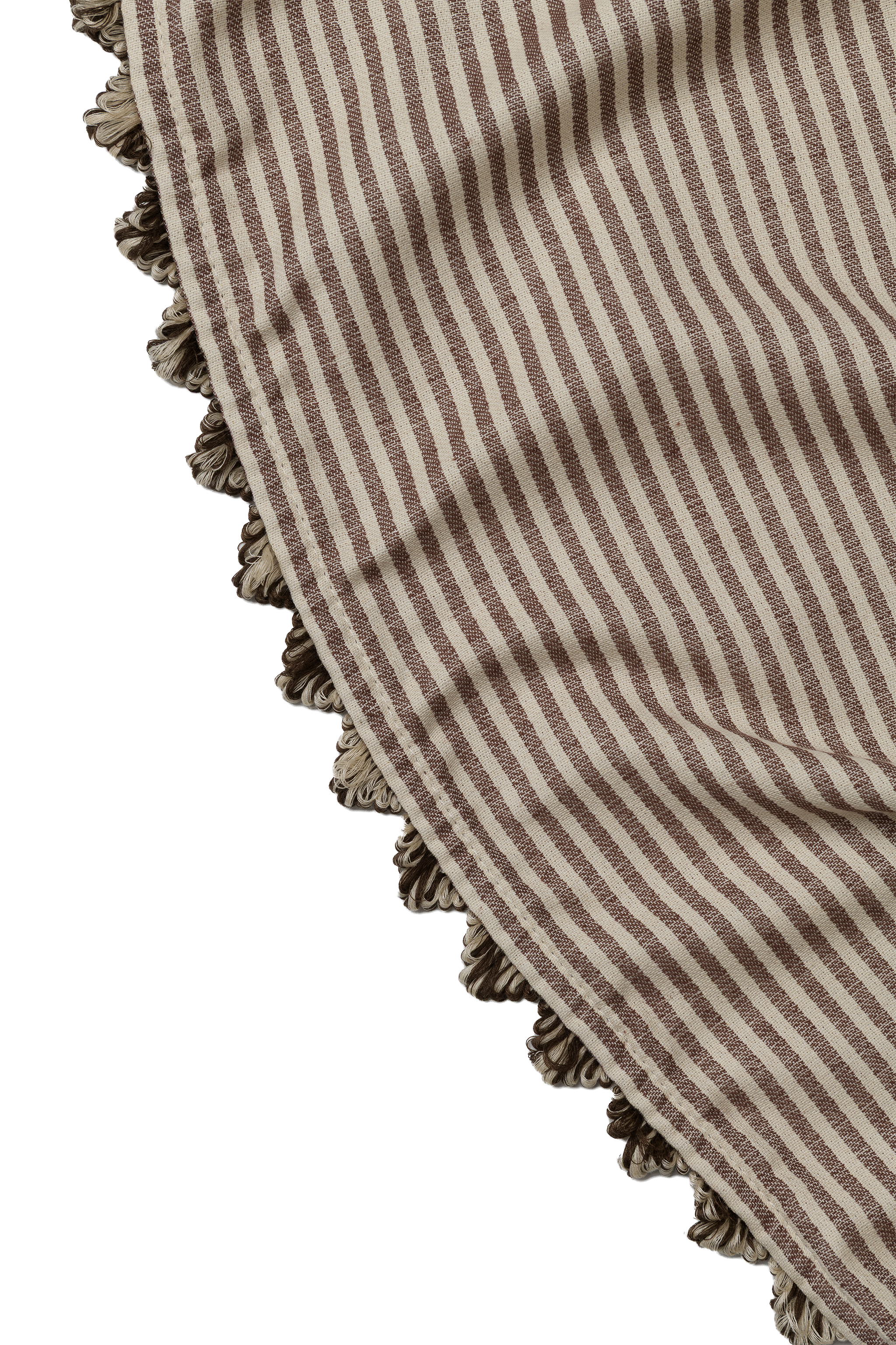 NEW Harbour Stripe Cotton Chestnut Double Bed Canopy with Scallop Fringe Trim Chestnut