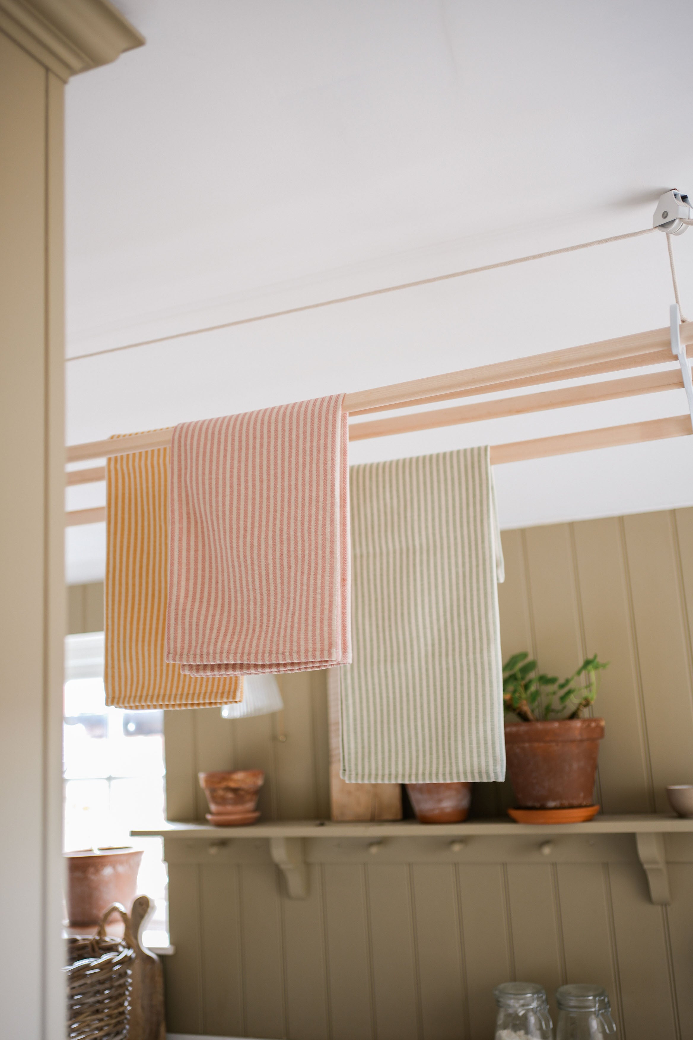Harbour Stripe Tea Towel Olive