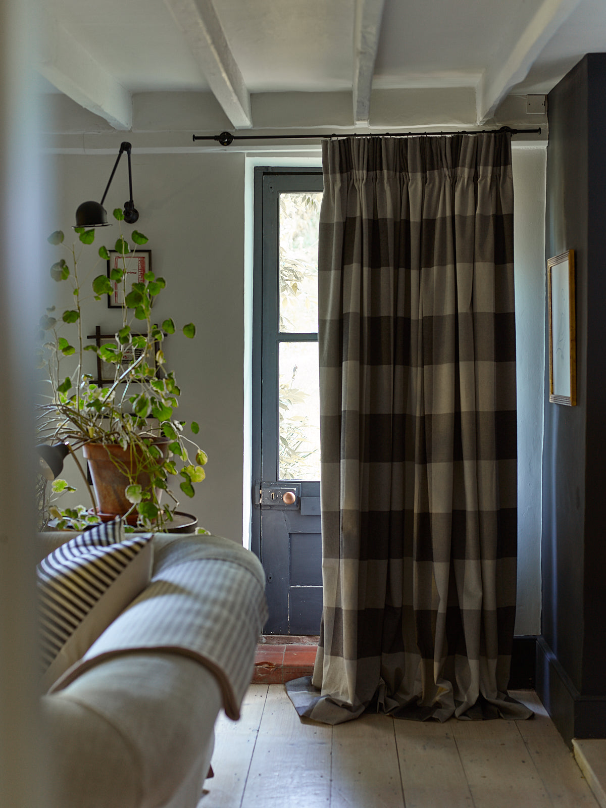 Curtain Large Woodhouse Check Cotton Black