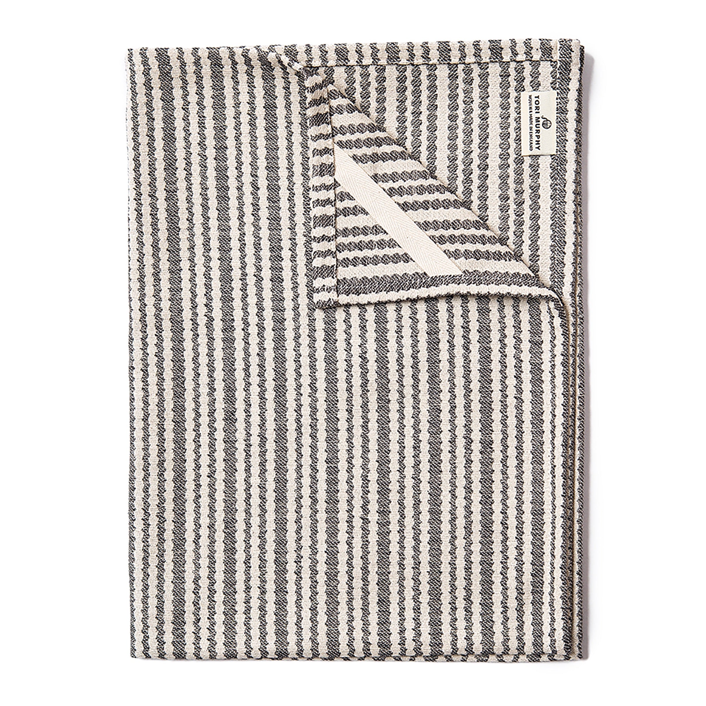 Scallop Stripe Tea Towel Black