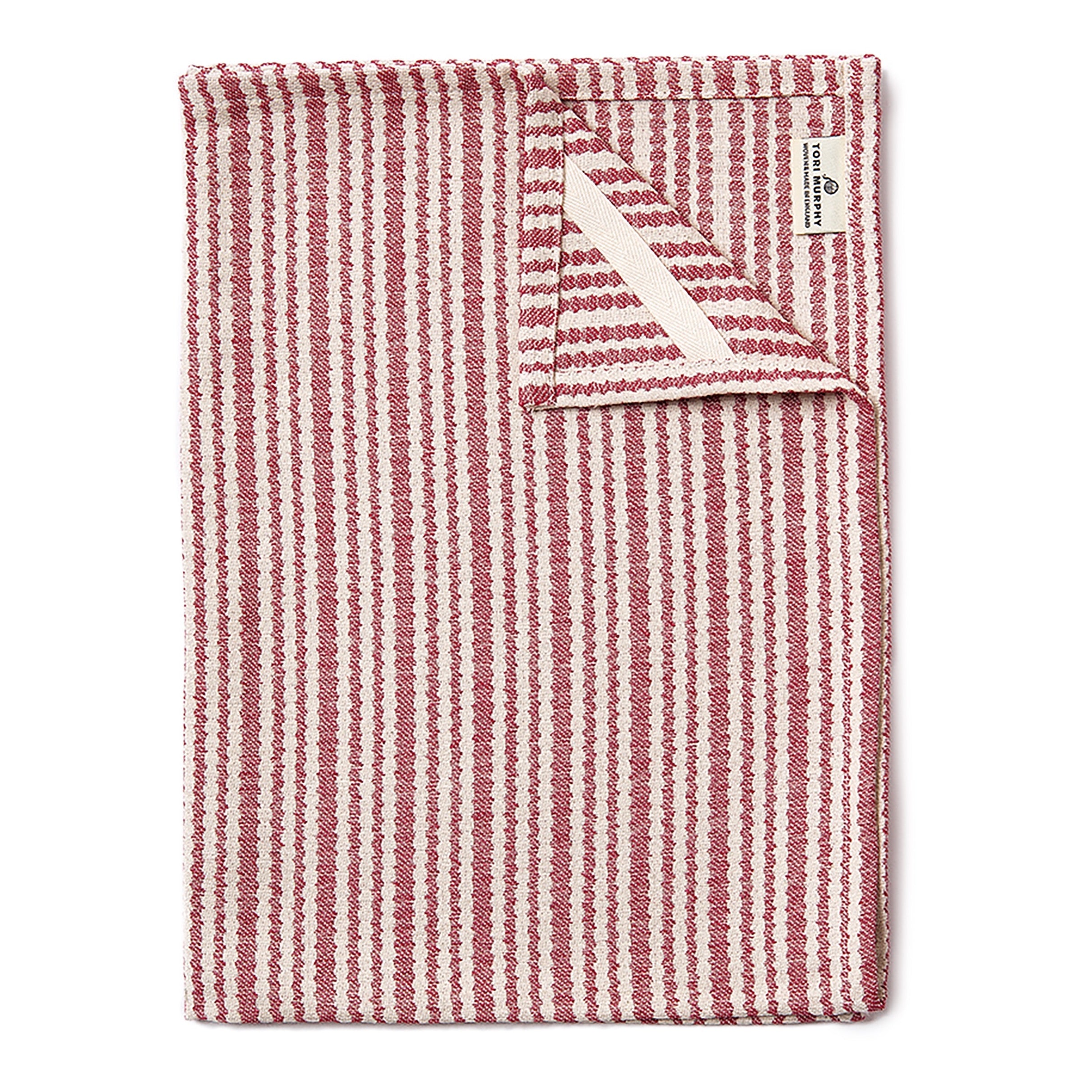Scallop Stripe Tea Towel Claret