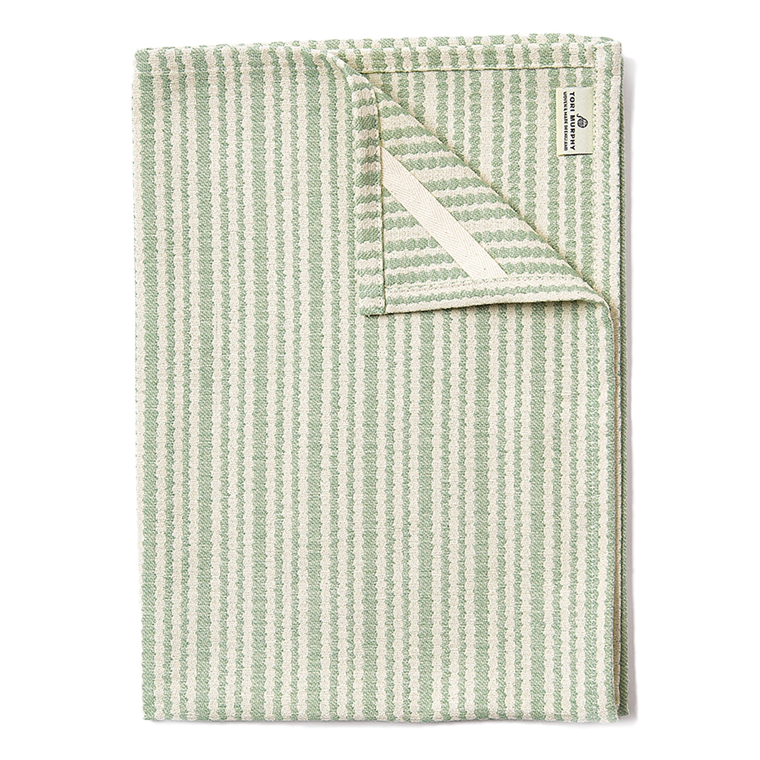 Scallop Stripe Tea Towel Olive