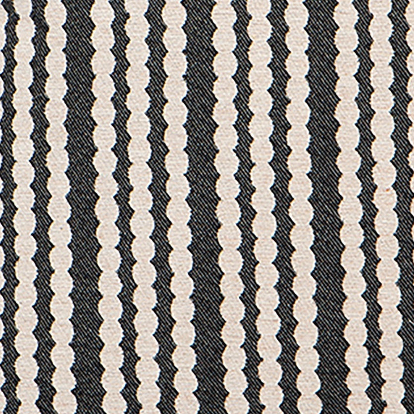 Scallop Stripe Merino Wool Fabric Black
