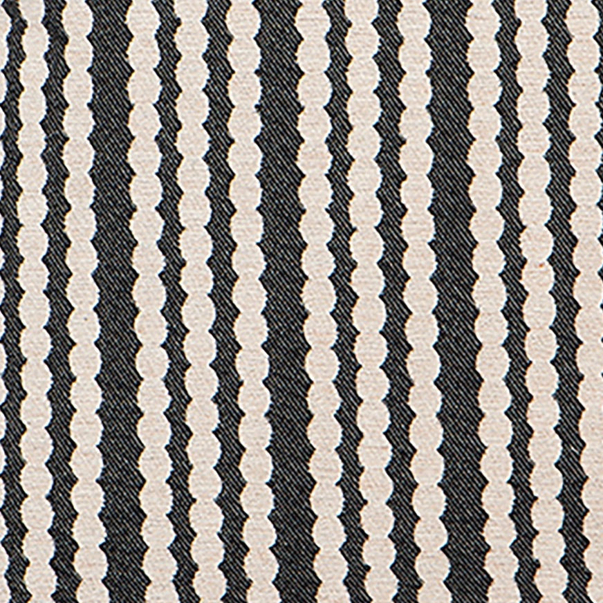 Scallop Stripe Merino Wool Fabric Black sample